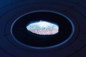 Close-up photograph of a fingerprint.